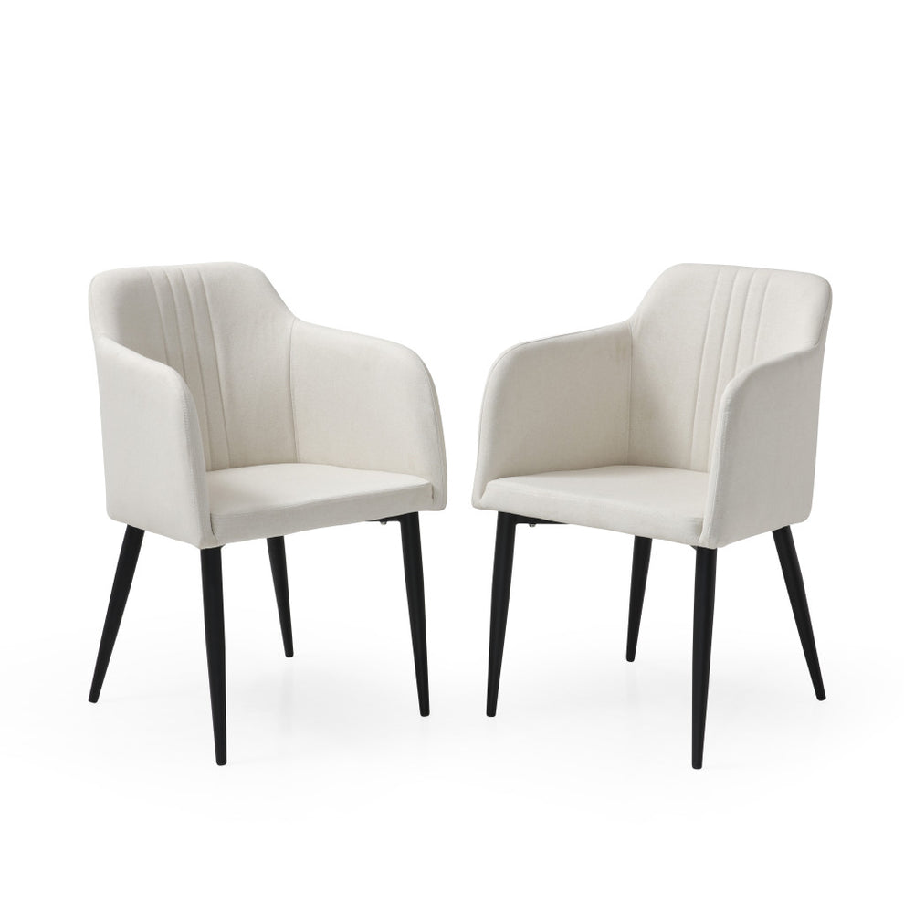 Set of Two Off White and Black Upholstered Arm Chair By Homeroots | Accent Chairs | Modishstore - 6