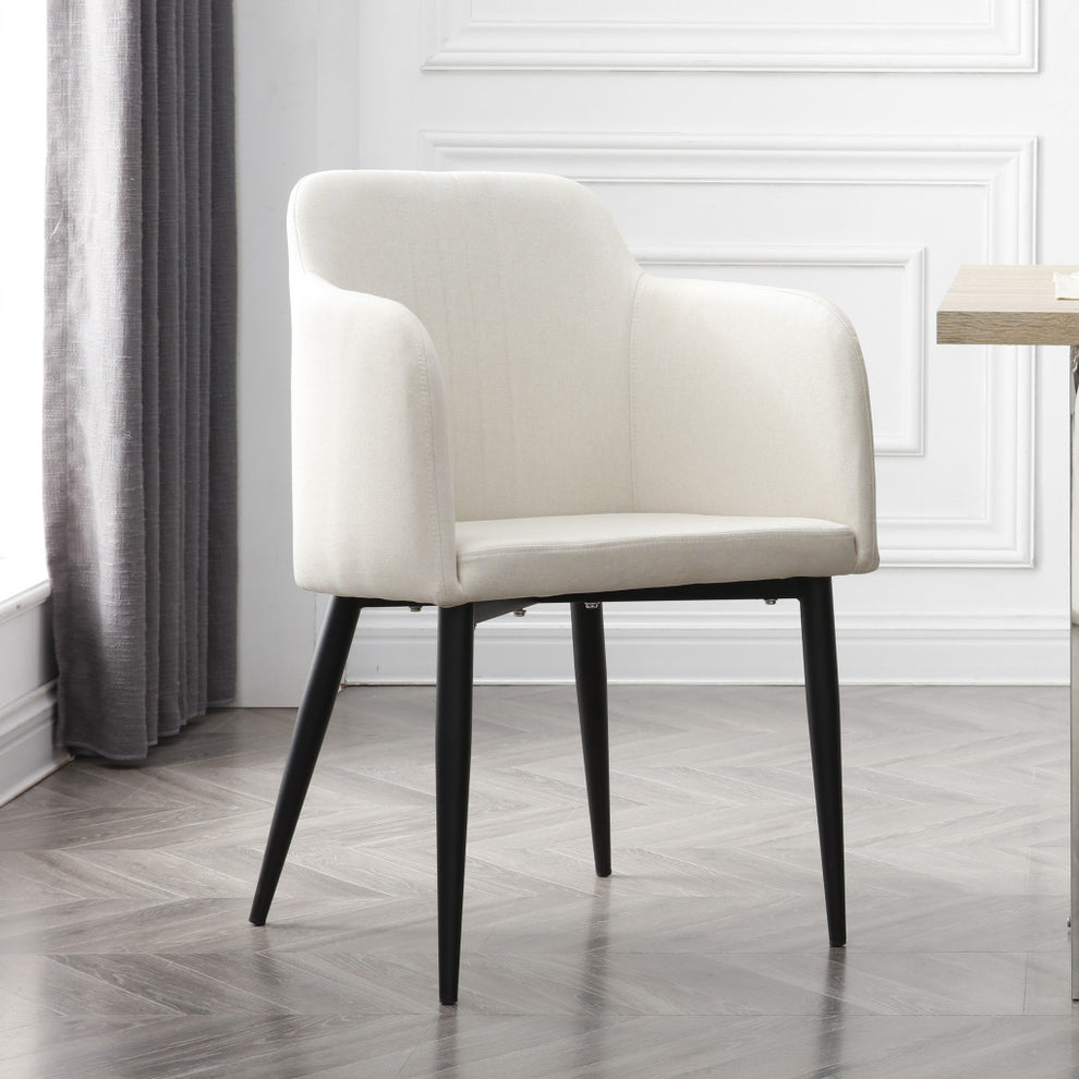 Set of Two Off White and Black Upholstered Arm Chair By Homeroots | Accent Chairs | Modishstore - 4
