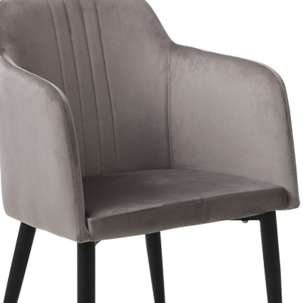 Set of Two Gray and Black Velvet Arm Chair By Homeroots | Accent Chairs | Modishstore - 3