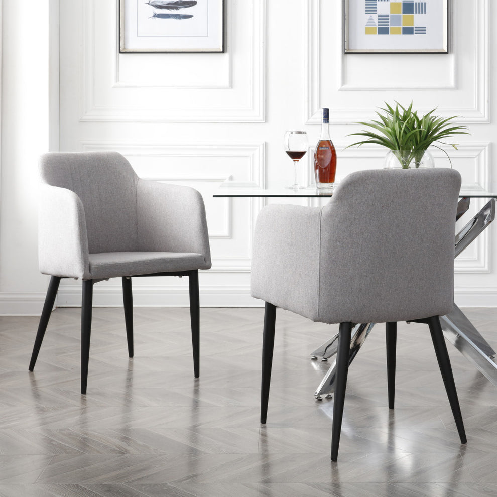 Set of Two Light Gray and Black Upholstered Arm Chair By Homeroots | Accent Chairs | Modishstore - 4