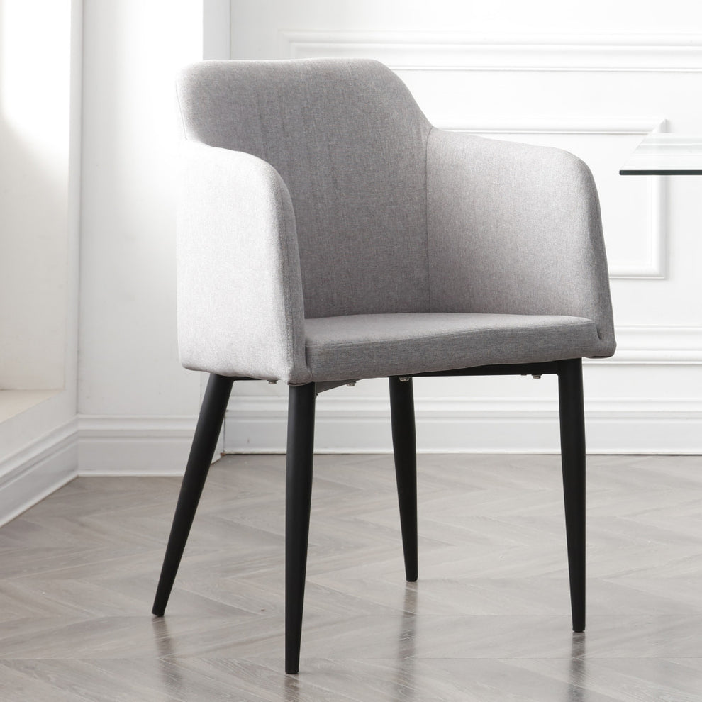Set of Two Light Gray and Black Upholstered Arm Chair By Homeroots | Accent Chairs | Modishstore - 5