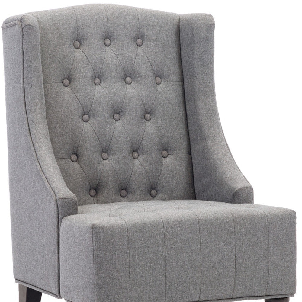 Gray and Black Upholstered Tufted Wingback Chair By Homeroots | Accent Chairs | Modishstore - 4