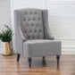 Gray and Black Upholstered Tufted Wingback Chair By Homeroots | Accent Chairs | Modishstore - 1