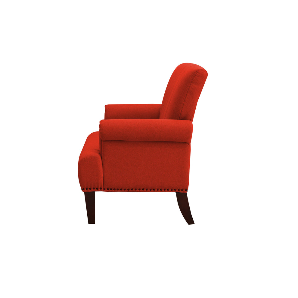 Orange and Brown Upholstered Arm Chair By Homeroots | Accent Chairs | Modishstore - 2