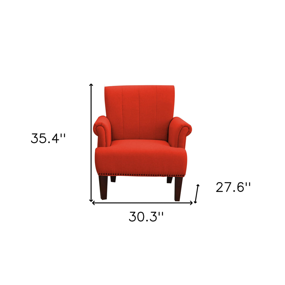 Orange and Brown Upholstered Arm Chair By Homeroots | Accent Chairs | Modishstore - 6