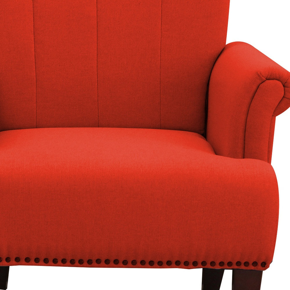 Orange and Brown Upholstered Arm Chair By Homeroots | Accent Chairs | Modishstore - 4