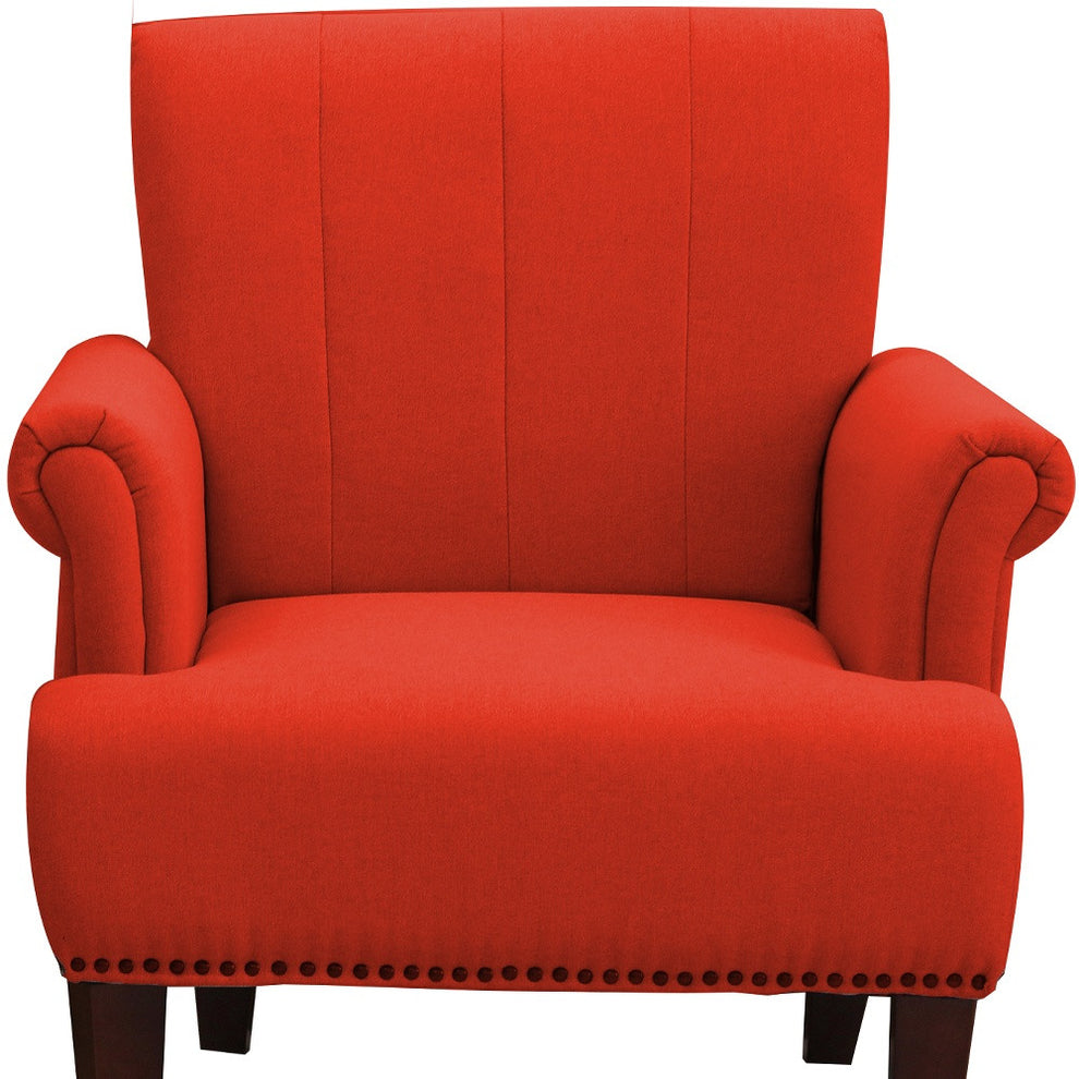 Orange and Brown Upholstered Arm Chair By Homeroots | Accent Chairs | Modishstore - 5
