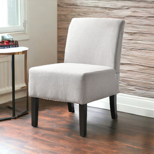 Gray and Black Upholstered Slipper Chair By Homeroots | Accent Chairs | Modishstore - 1