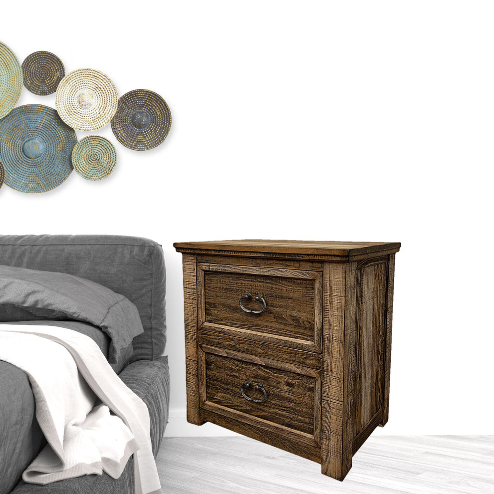 Wood Brown Two Drawer Nightstand By Homeroots | Nightstands | Modishstore - 2