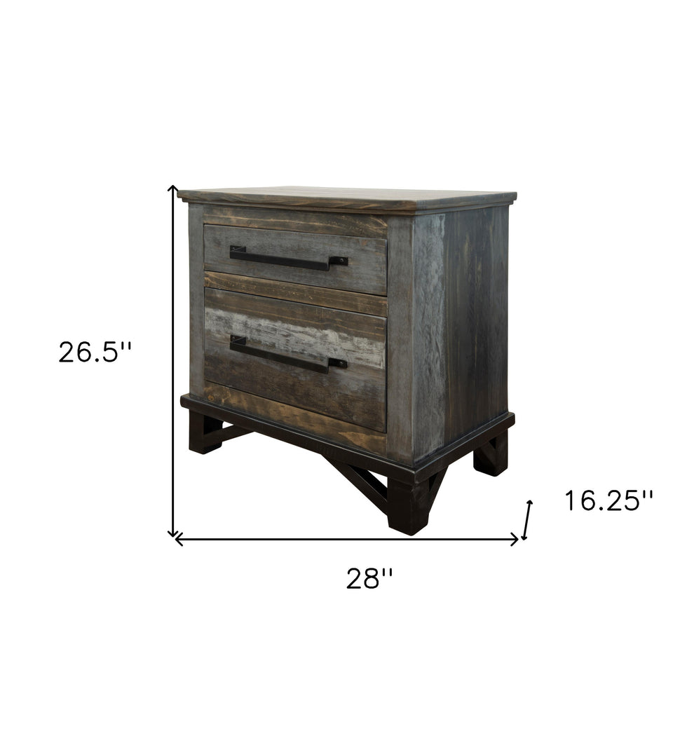 Brown Two Drawer Nightstand By Homeroots | Nightstands | Modishstore - 5