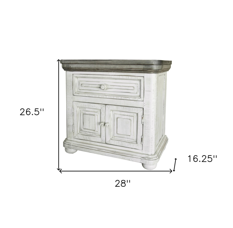 Ivory One Drawer Nightstand By Homeroots | Nightstands | Modishstore - 5
