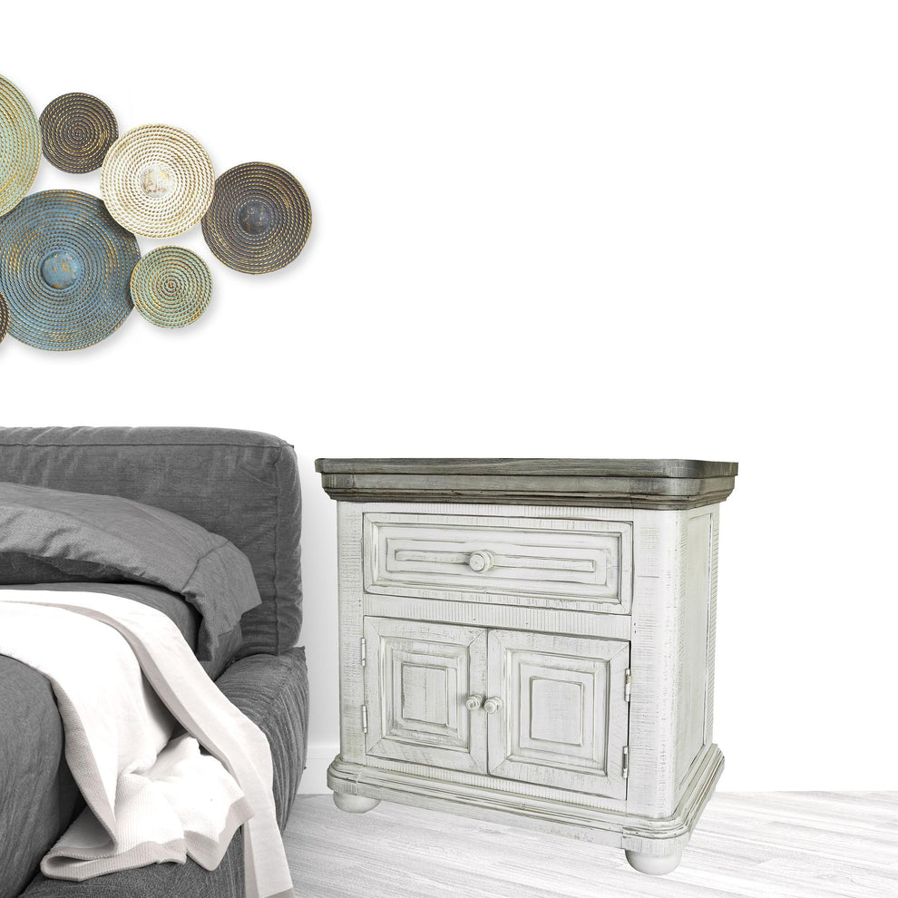 Ivory One Drawer Nightstand By Homeroots | Nightstands | Modishstore - 6