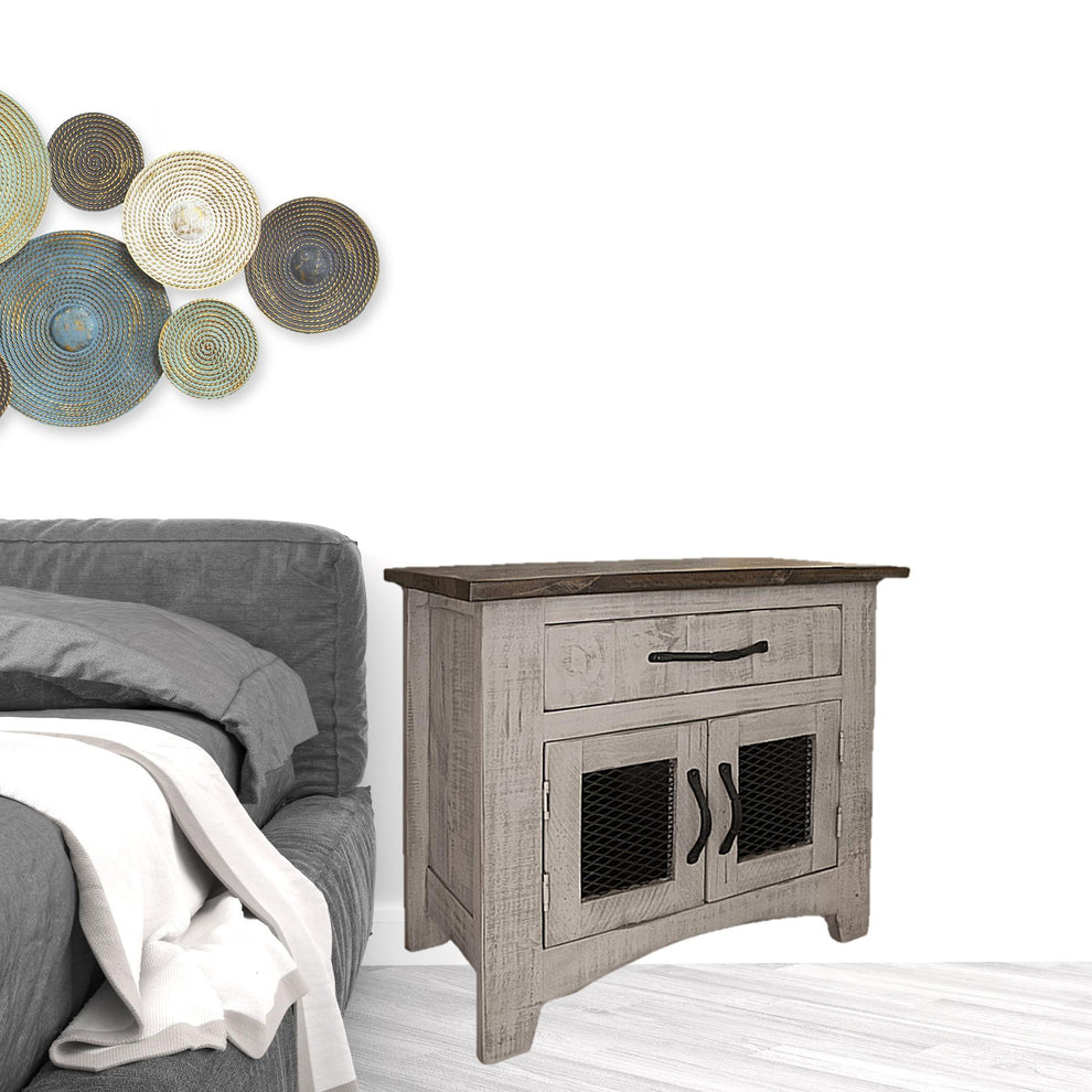 Gray One Drawer Nightstand By Homeroots | Nightstands | Modishstore - 2