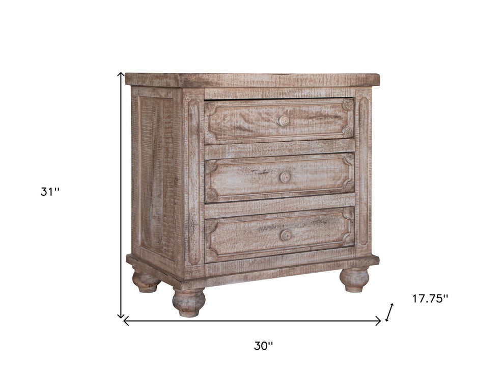 Wood Brown Three Drawer Nightstand By Homeroots | Nightstands | Modishstore - 5