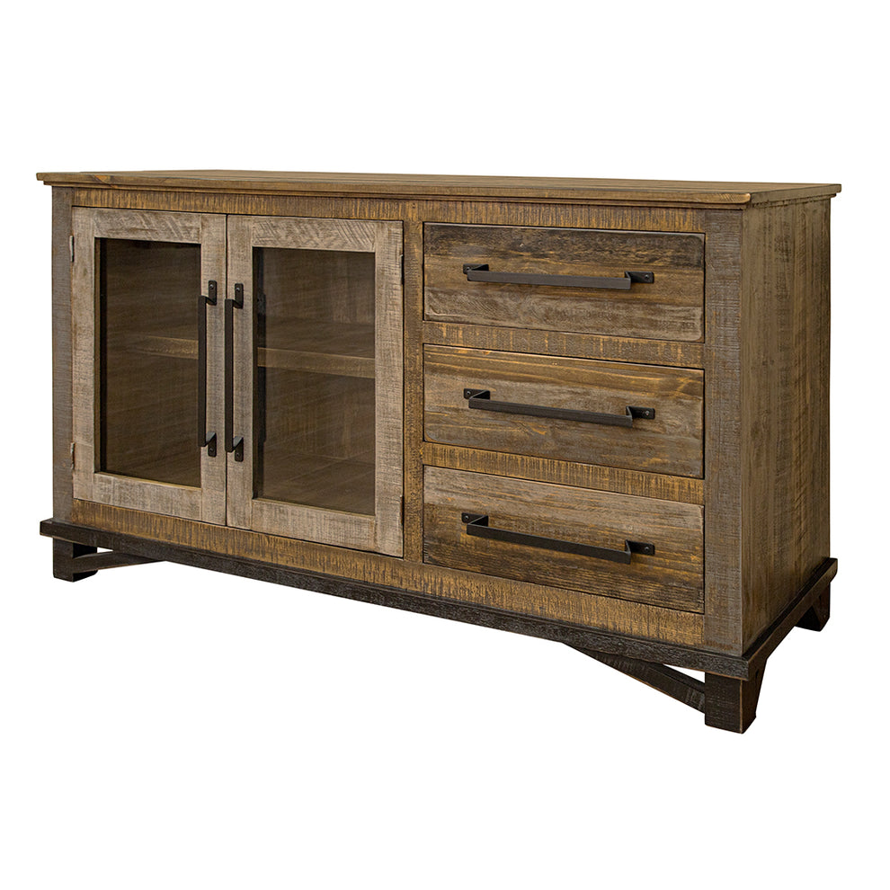 Brown Solid and Manufactured Wood Distressed Buffet Table By Homeroots | Sideboards | Modishstore - 7