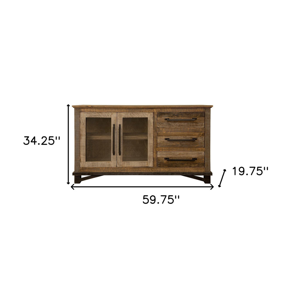 Brown Solid and Manufactured Wood Distressed Buffet Table By Homeroots | Sideboards | Modishstore - 6
