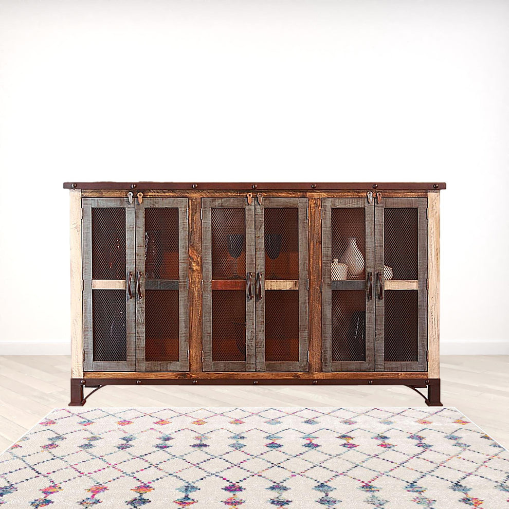Brown Solid and Manufactured Wood Distressed Credenza By Homeroots | Sideboards | Modishstore - 5
