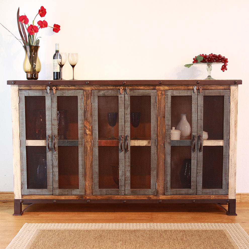 Brown Solid and Manufactured Wood Distressed Credenza By Homeroots | Sideboards | Modishstore - 2