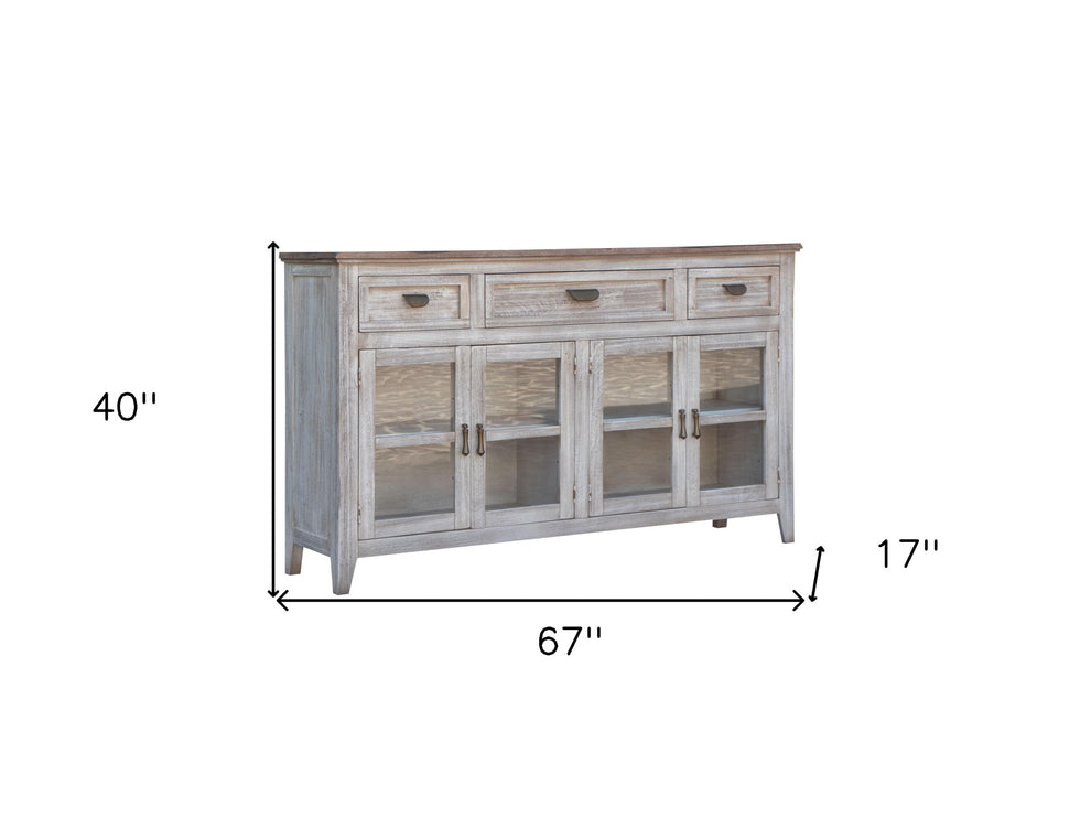 White Solid and Manufactured Wood Distressed Credenza By Homeroots | Sideboards | Modishstore - 4