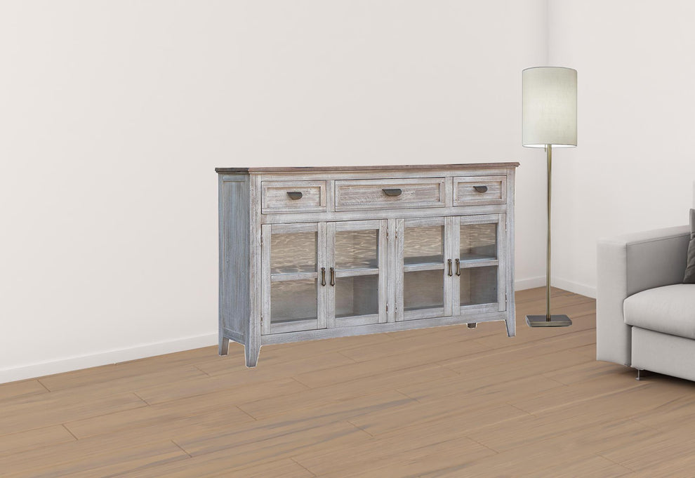White Solid and Manufactured Wood Distressed Credenza By Homeroots | Sideboards | Modishstore - 5