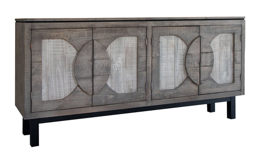 Gray Solid and Manufactured Wood Distressed Credenza By Homeroots | Sideboards | Modishstore - 1