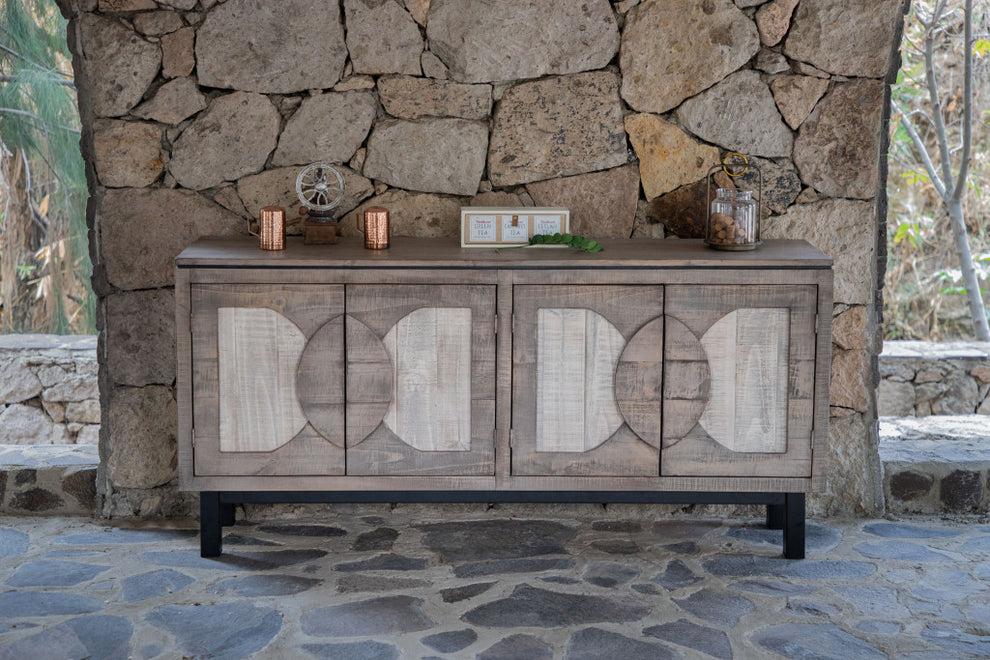 Gray Solid and Manufactured Wood Distressed Credenza By Homeroots | Sideboards | Modishstore - 3