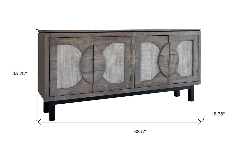 Gray Solid and Manufactured Wood Distressed Credenza By Homeroots | Sideboards | Modishstore - 4