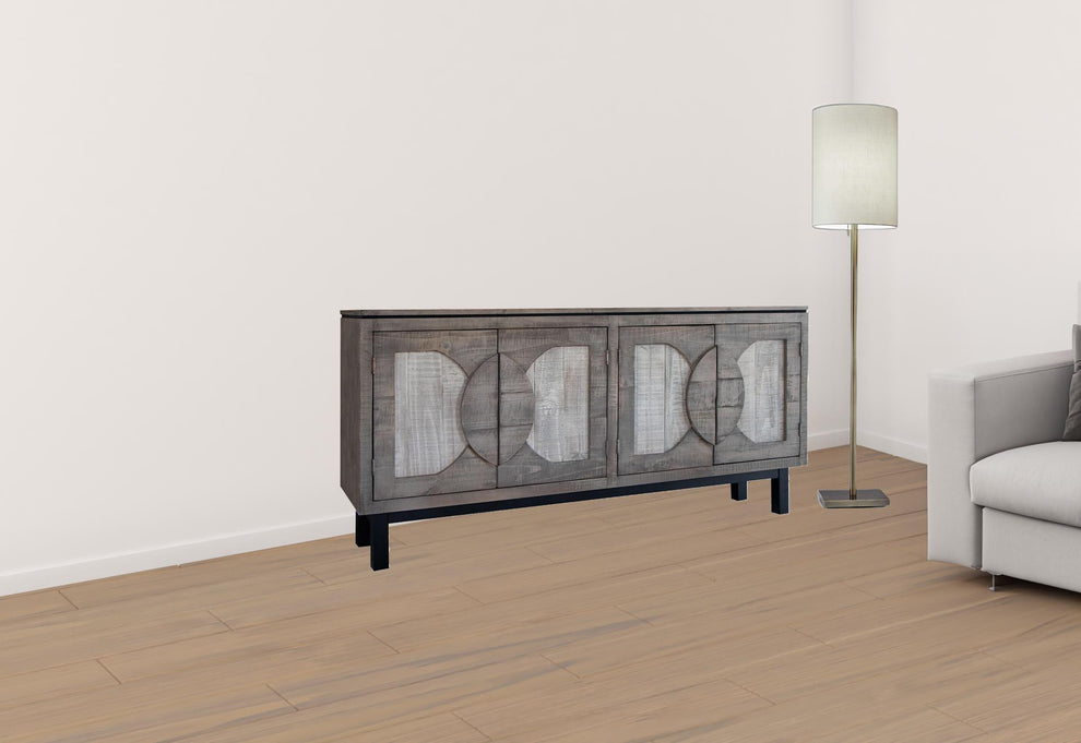 Gray Solid and Manufactured Wood Distressed Credenza By Homeroots | Sideboards | Modishstore - 5