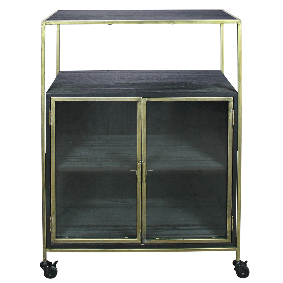 Hendrik Rolling Cart, Wood & Brass By HomArt | Bar Carts | Modishstore - 2
