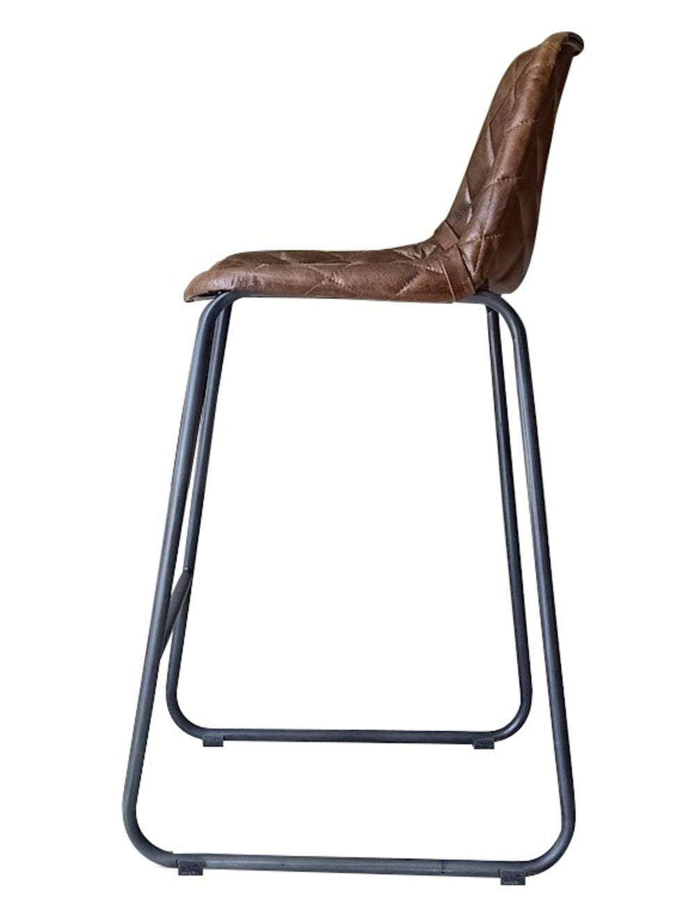 Brown and Black Leather and Iron Counter Height Bar Chair By Homeroots | Bar Stools | Modishstore - 2