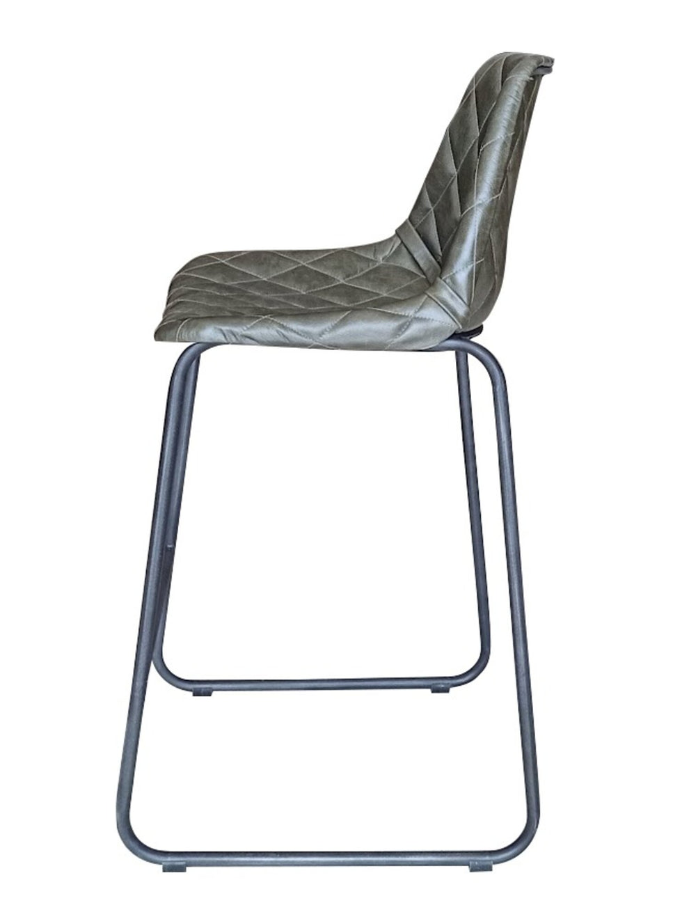 Green and Black Leather and Iron Counter Height Bar Chair By Homeroots | Bar Stools | Modishstore - 2
