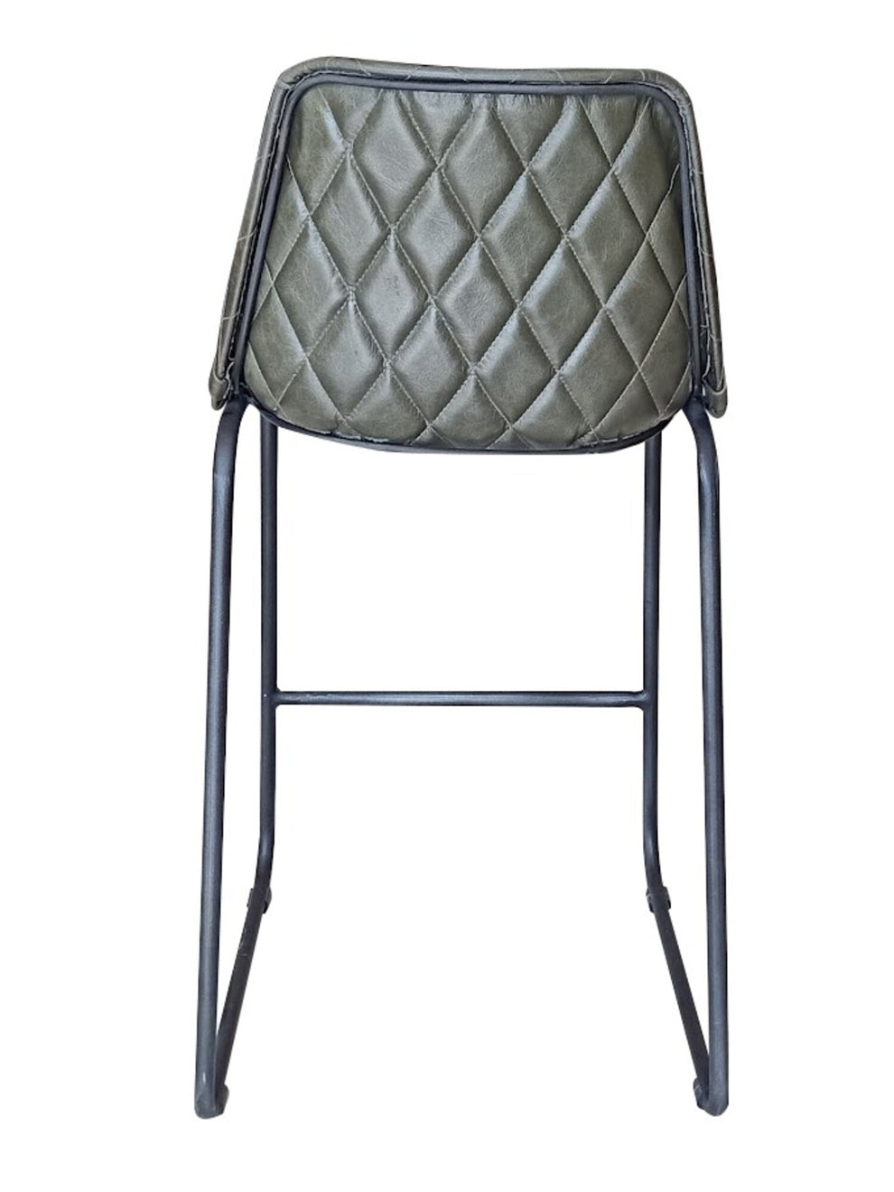 Green and Black Leather and Iron Counter Height Bar Chair By Homeroots | Bar Stools | Modishstore - 3