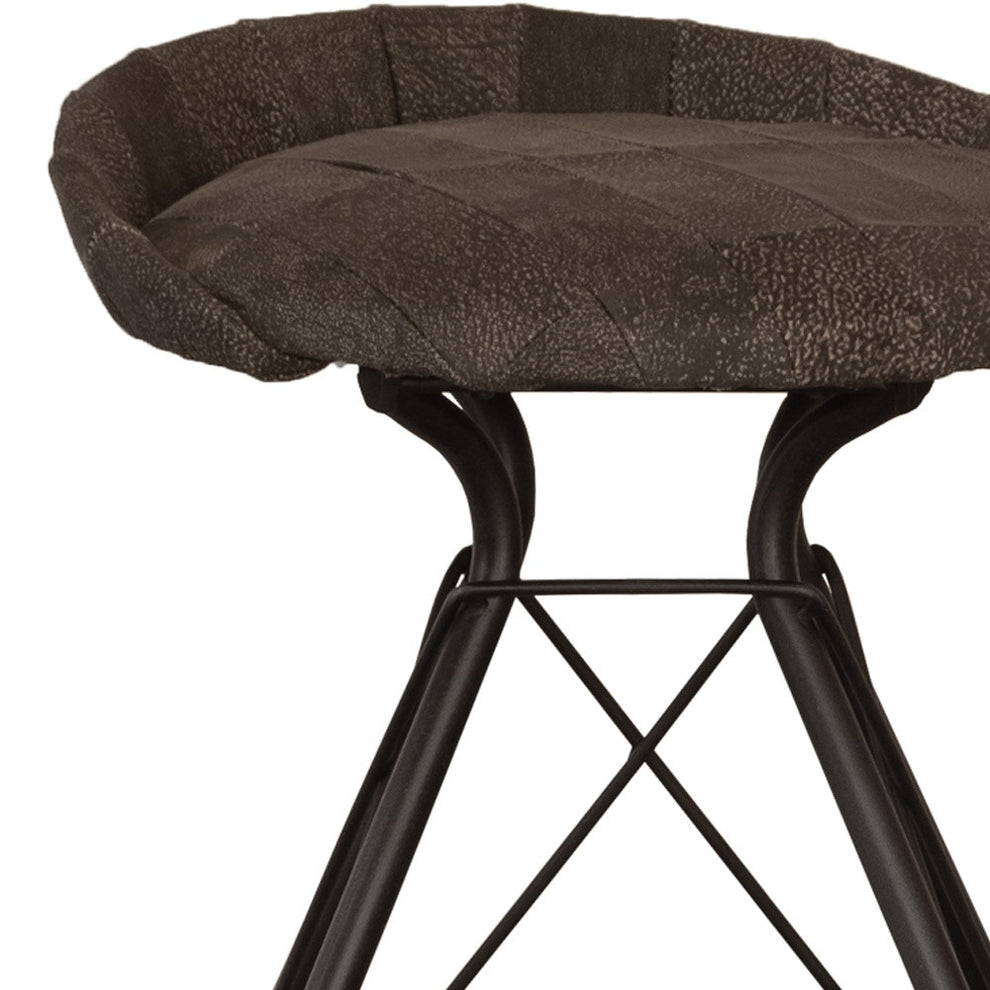 Brown and Black Leather and Iron Low Back Counter Height Swivel Bar Chair By Homeroots | Bar Stools | Modishstore - 4