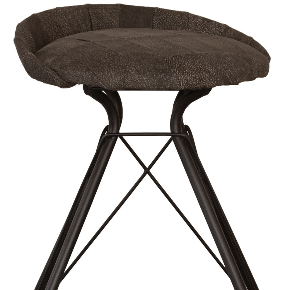 Brown and Black Leather and Iron Low Back Counter Height Swivel Bar Chair By Homeroots | Bar Stools | Modishstore - 5