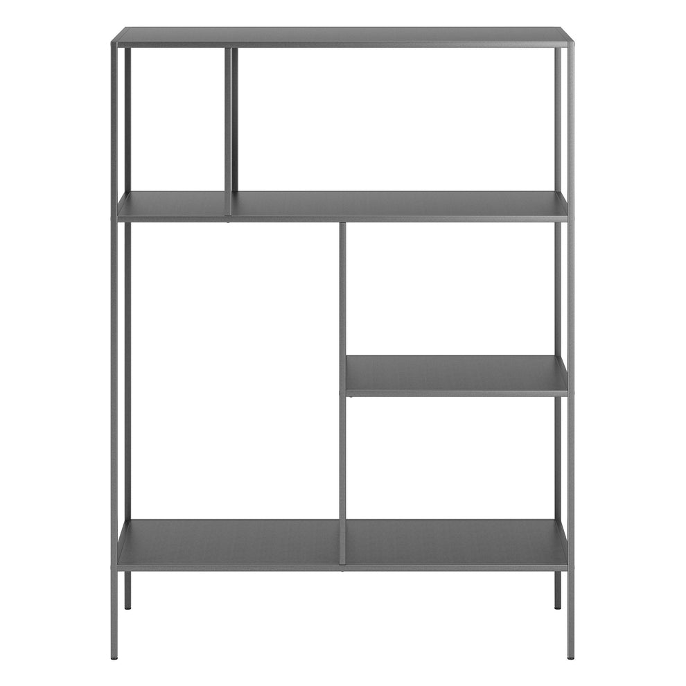 Gray Metal Four Tier Double Bookcase By Homeroots | Bookcases | Modishstore - 2