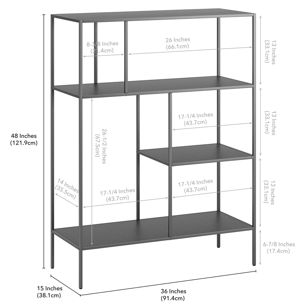 Gray Metal Four Tier Double Bookcase By Homeroots | Bookcases | Modishstore - 4