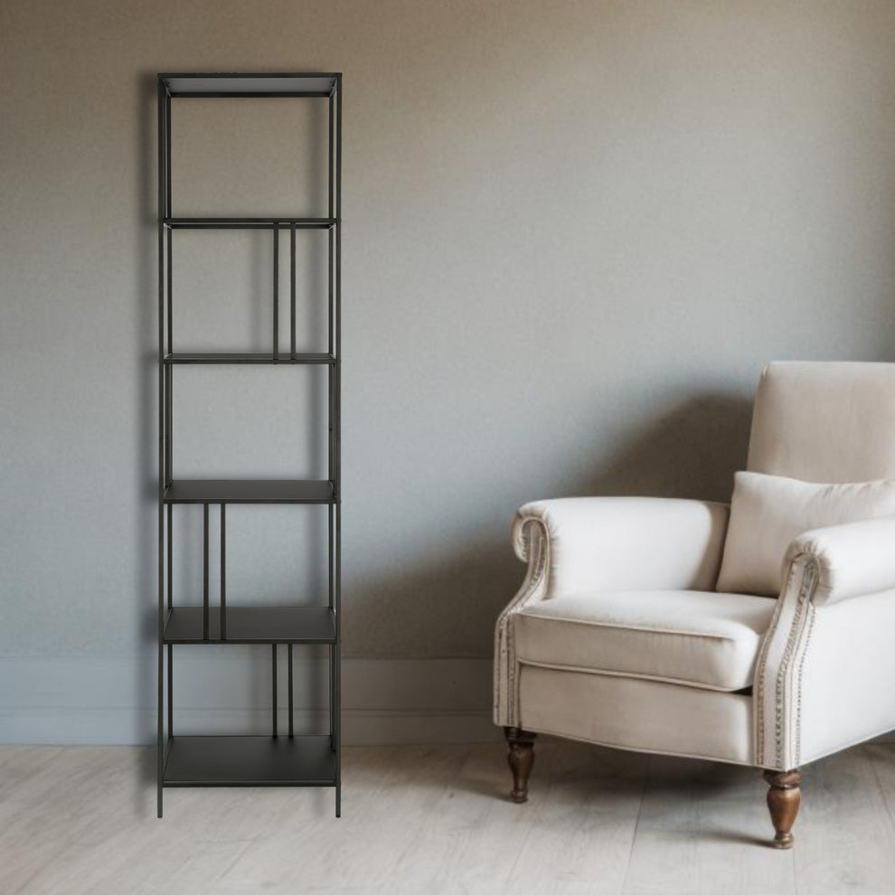 Black Metal Five Tier Etagere Bookcase By Homeroots | Bookcases | Modishstore - 4