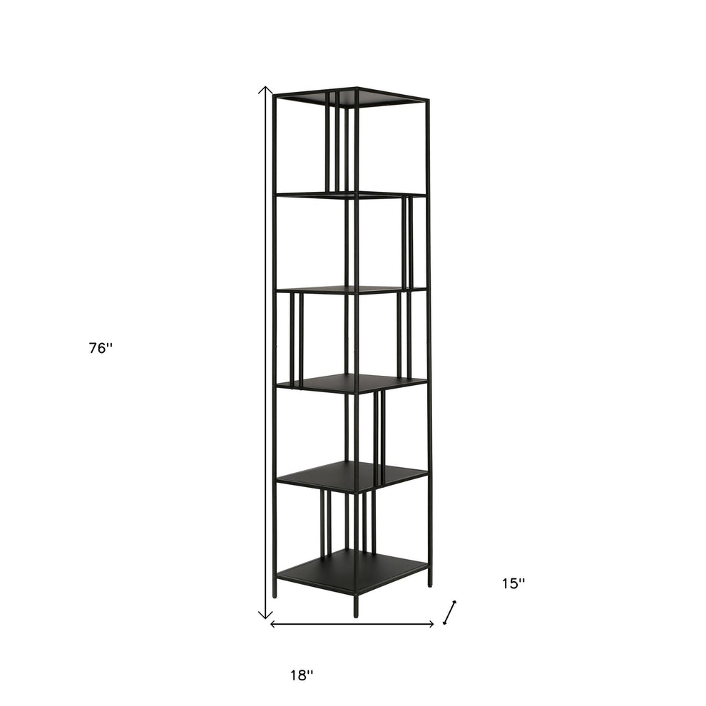 Black Metal Five Tier Etagere Bookcase By Homeroots | Bookcases | Modishstore - 2
