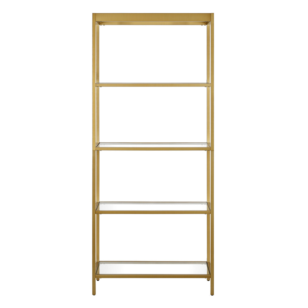 Gold Metal and Glass Four Tier Etagere Bookcase By Homeroots | Bookcases | Modishstore - 2