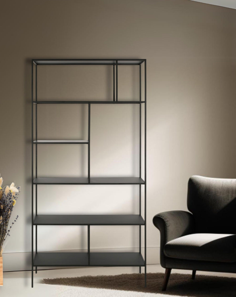 Black Metal Six Tier Etagere Bookcase By Homeroots | Bookcases | Modishstore - 4