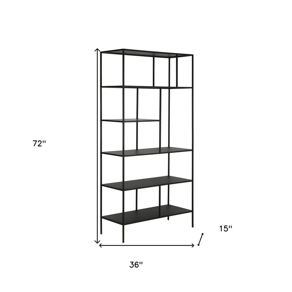 Black Metal Six Tier Etagere Bookcase By Homeroots | Bookcases | Modishstore - 3
