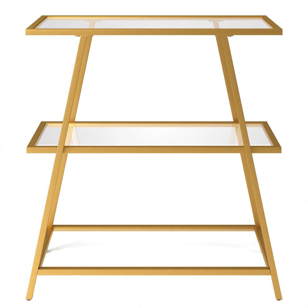 Gold Metal And Glass Three Tier Etagere Bookcase By Homeroots | Bookcases | Modishstore - 6