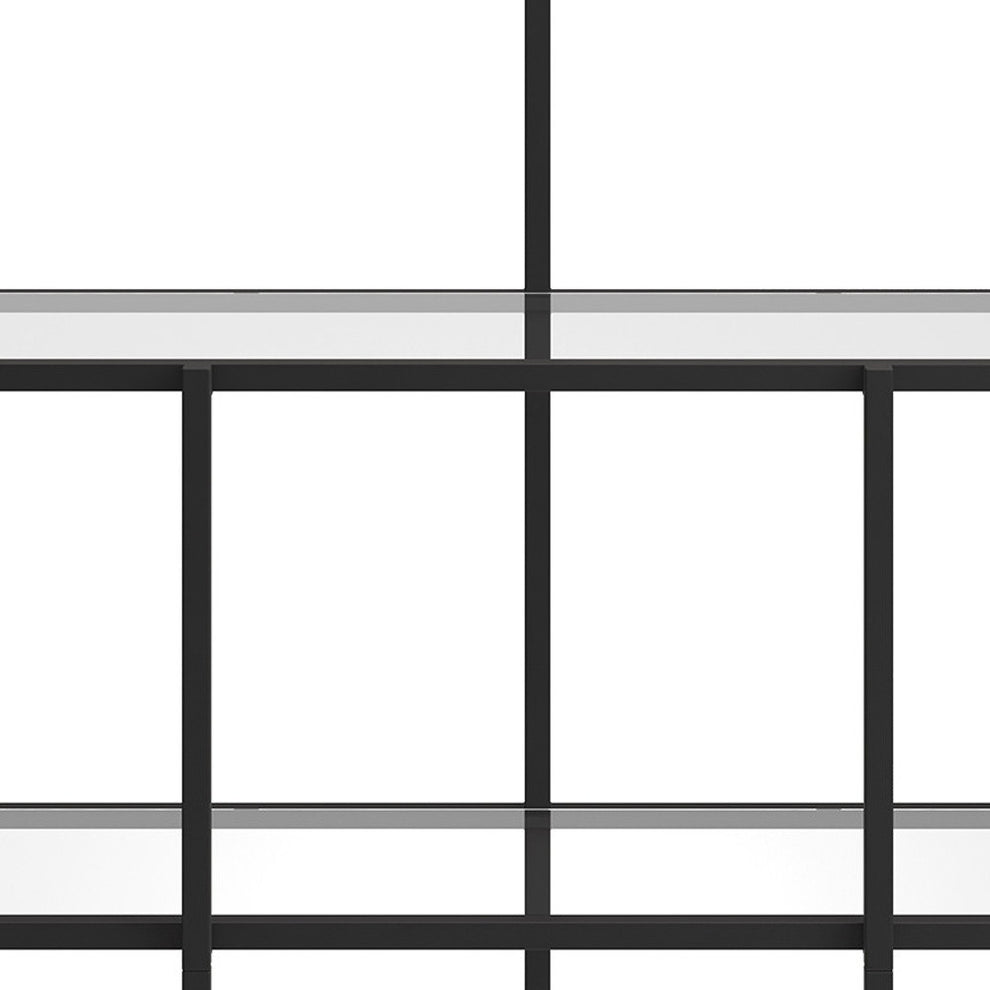 Black Metal And Glass Four Tier Etagere Bookcase By Homeroots | Bookcases | Modishstore - 4