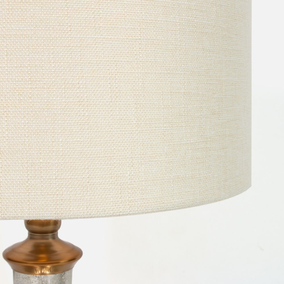 Silver Metallic Glass LED Table Lamp With Ivory Drum Shade By Homeroots | Table Lamps | Modishstore - 6