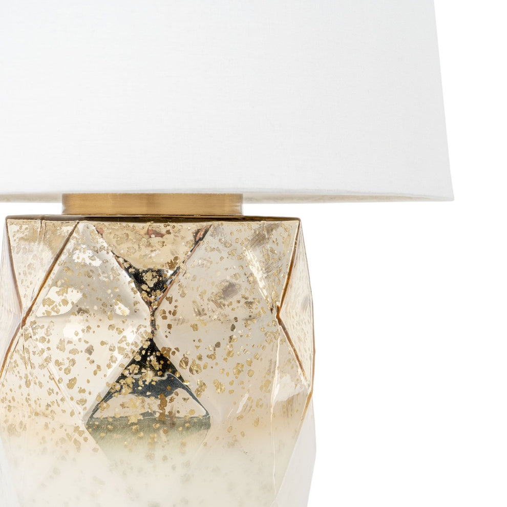 White and Gold Mercury Glass Table Lamp With White Cone Shade By Homeroots | Table Lamps | Modishstore - 3