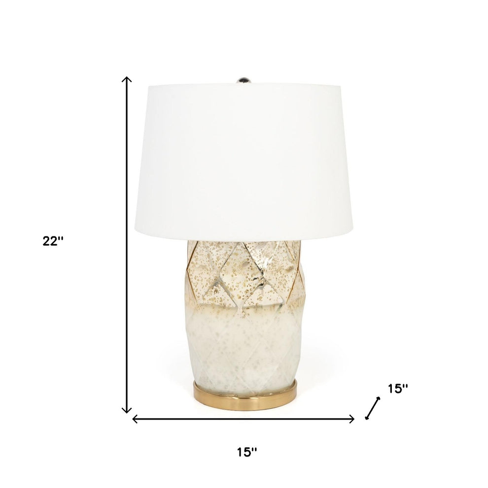White and Gold Mercury Glass Table Lamp With White Cone Shade By Homeroots | Table Lamps | Modishstore - 6