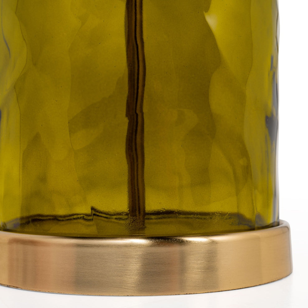 Green Glass LED Table Lamp With Black Drum Shade By Homeroots | Table Lamps | Modishstore - 5