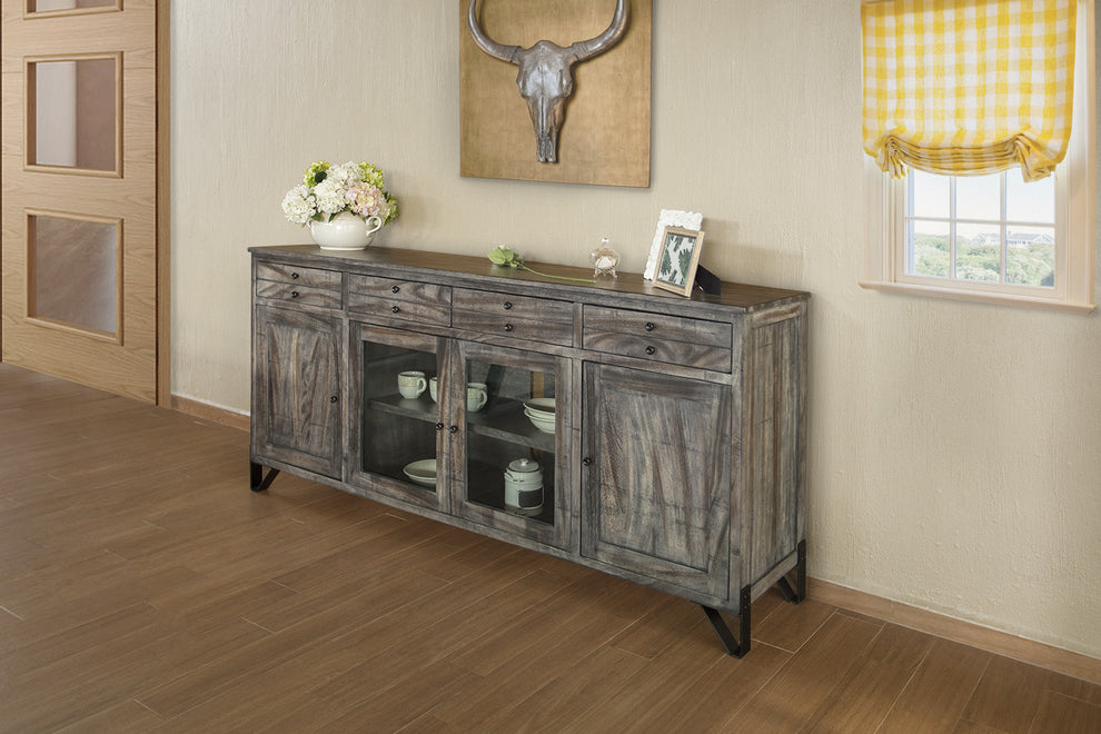 Gray Mango Solid Wood Enclosed Storage Distressed TV Stand By Homeroots | TV Stands | Modishstore - 5