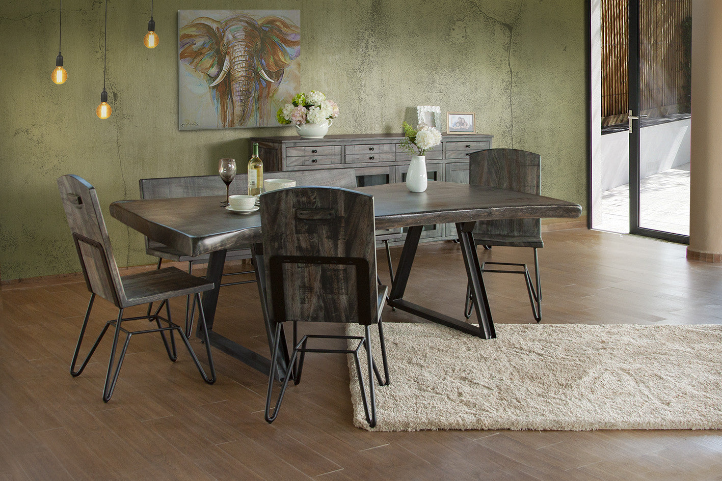 Gray Mango Solid Wood Enclosed Storage Distressed TV Stand By Homeroots | TV Stands | Modishstore - 4