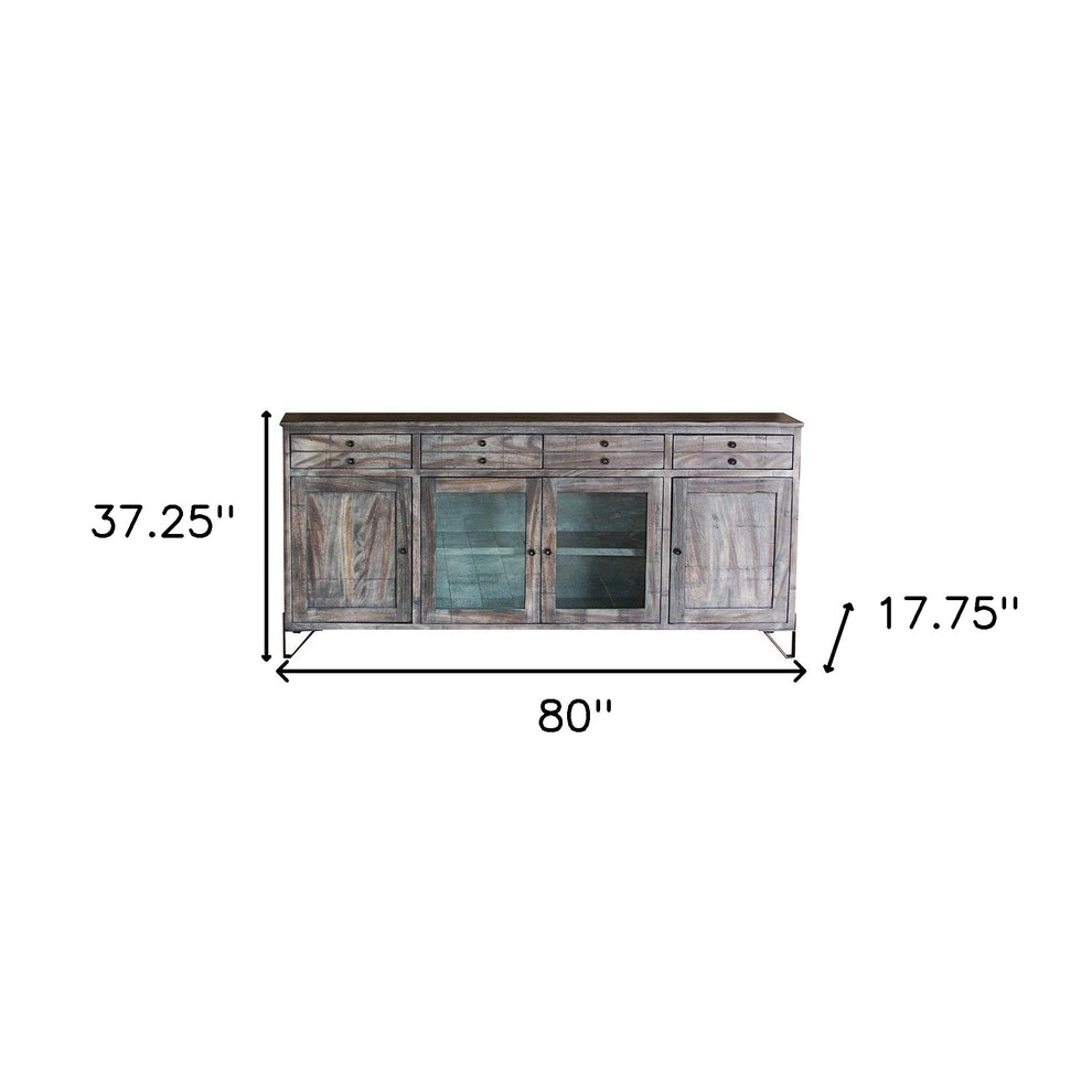 Gray Mango Solid Wood Enclosed Storage Distressed TV Stand By Homeroots | TV Stands | Modishstore - 2